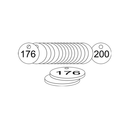 White Traffolite Tags (176 to 200), 27mm