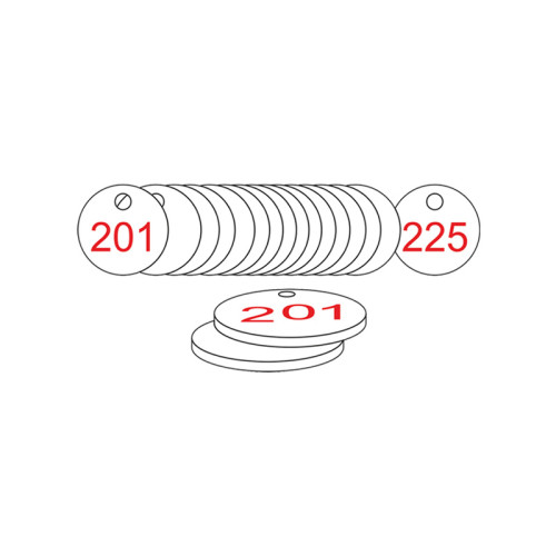 White/Red Traffolite Tags (201 to 225), 27mm