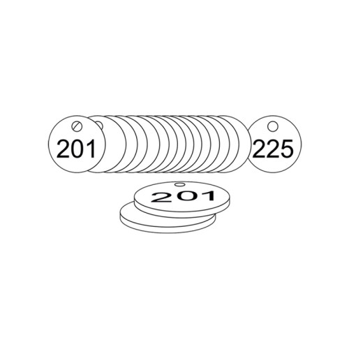 White Traffolite Tags (201 to 225), 27mm