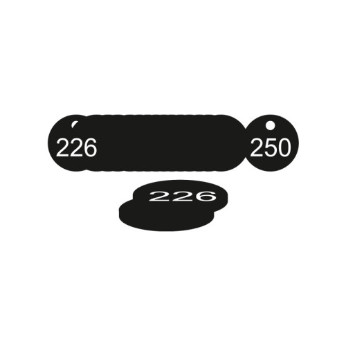 Black Traffolite Tags (226 to 250), 27mm