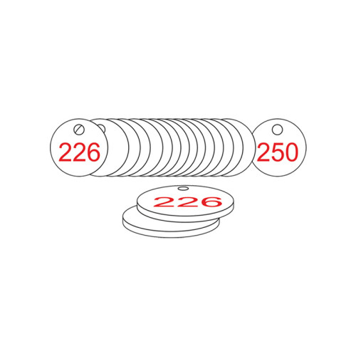 White/Red Traffolite Tags (226 to 250), 27mm
