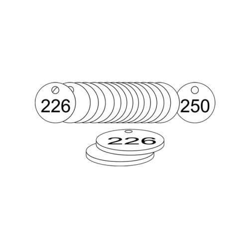 White Traffolite Tags (226 to 250), 27mm