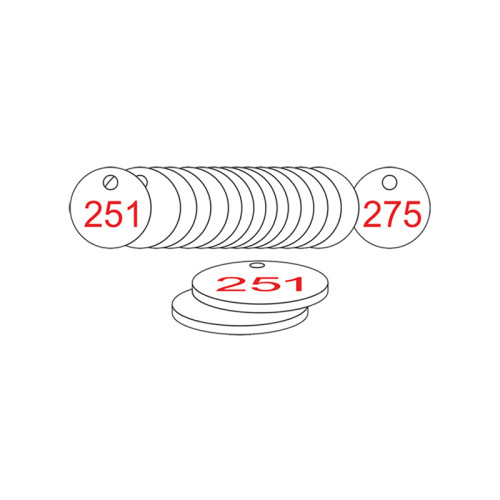 White/Red Traffolite Tags (251 to 275), 27mm