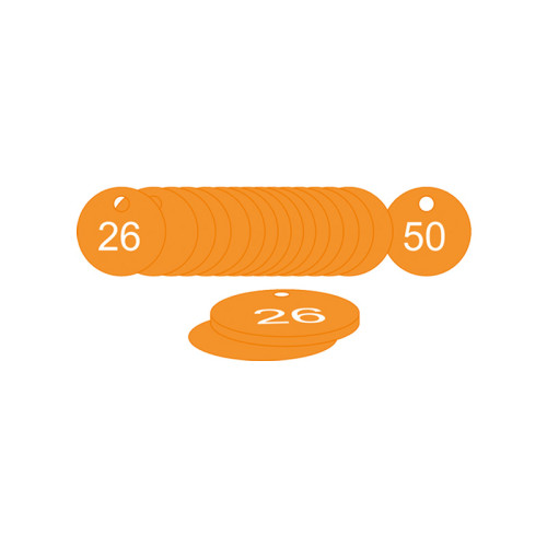 Orange Traffolite Tags (26 to 50), 27mm