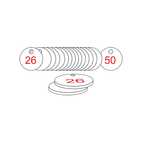 White/Red Traffolite Tags (26 to 50), 27mm