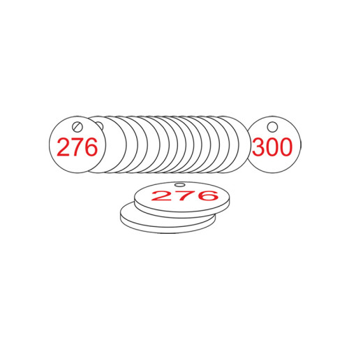 White/Red Traffolite Tags (226 to 300), 27mm