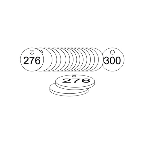 White Traffolite Tags (226 to 300), 27mm