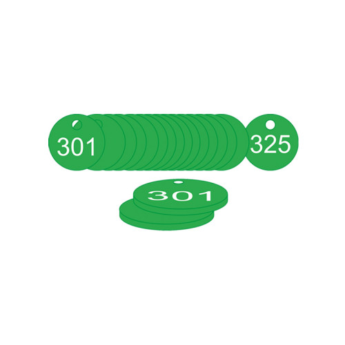 Green Traffolite Tags (301 to 325), 27mm
