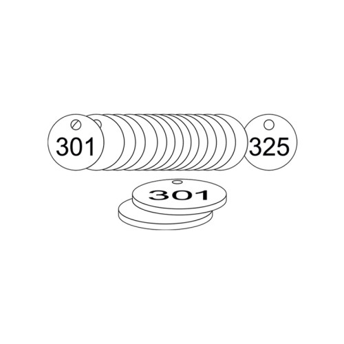 White Traffolite Tags (301 to 325), 27mm