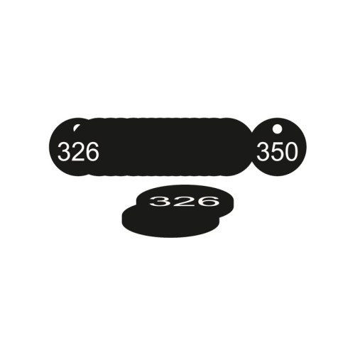Black Traffolite Tags (326 to 350), 27mm