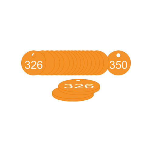 Orange Traffolite Tags (326 to 350), 27mm