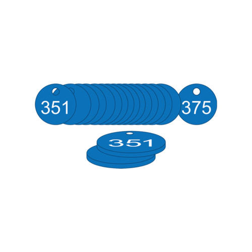 Blue Traffolite Tags (351 to 375), 27mm