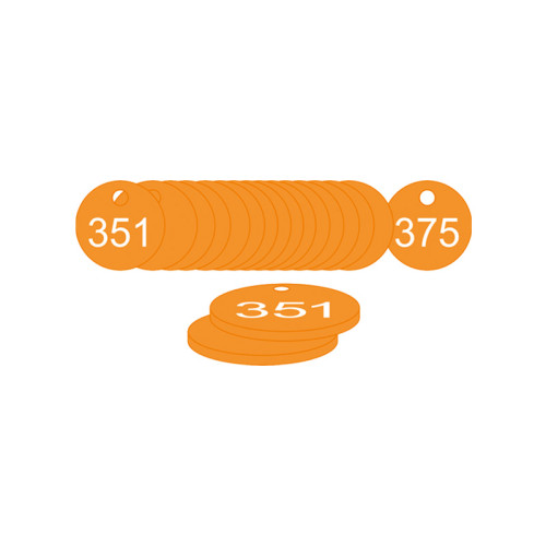 Orange Traffolite Tags (351 to 375), 27mm