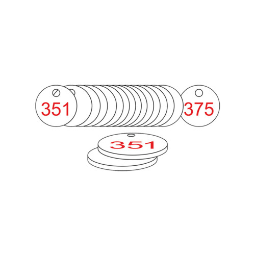 White/Red Traffolite Tags (351 to 375), 27mm