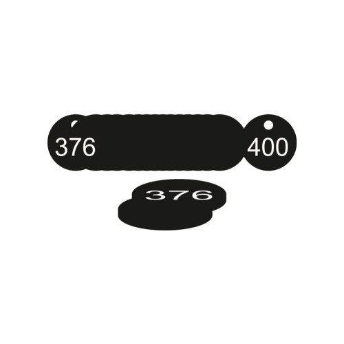 Black Traffolite Tags (376 to 400), 27mm