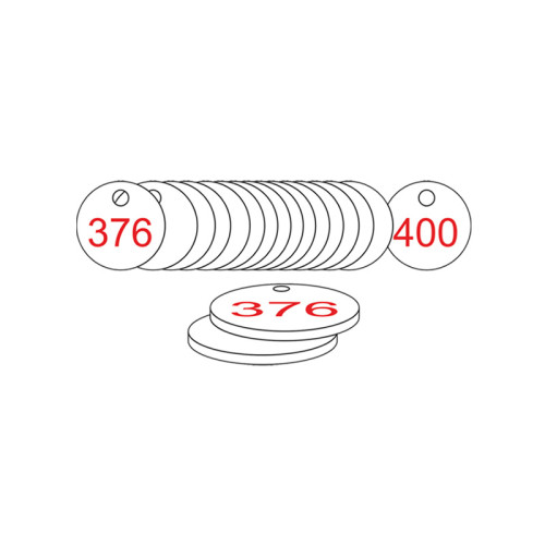 White/Red Traffolite Tags (376 to 400), 27mm