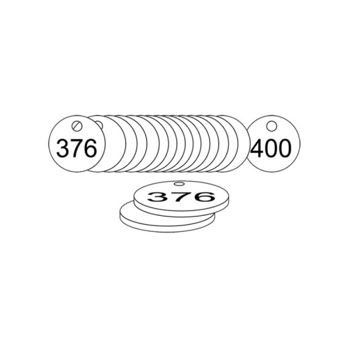 White Traffolite Tags (376 to 400), 27mm