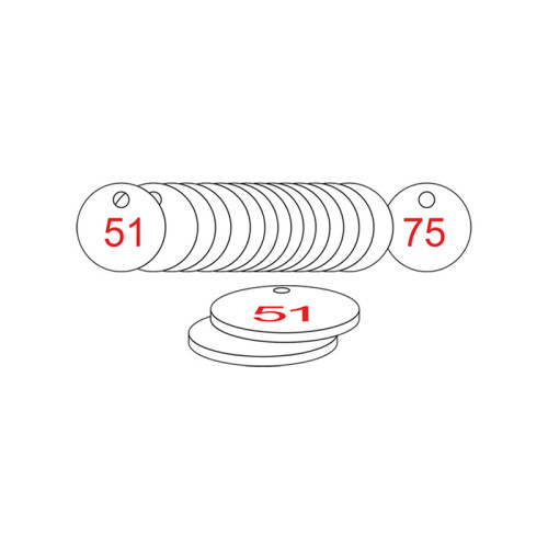 White/Red Traffolite Tags (51 to 75), 27mm