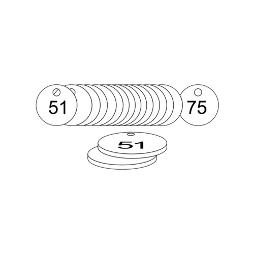 White Traffolite Tags (51 to 75), 27mm