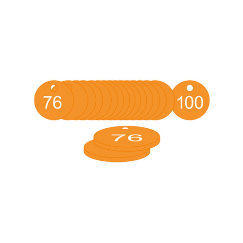 Orange Traffolite Tags (76 to 100), 27mm