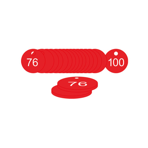 Red Traffolite Tags (76 to 100), 27mm