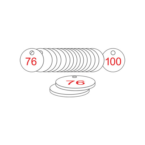 White/Red Traffolite Tags (76 to 100), 27mm