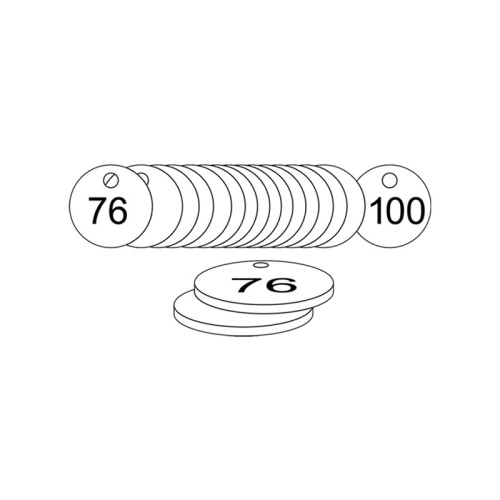 White Traffolite Tags (76 to 100), 27mm
