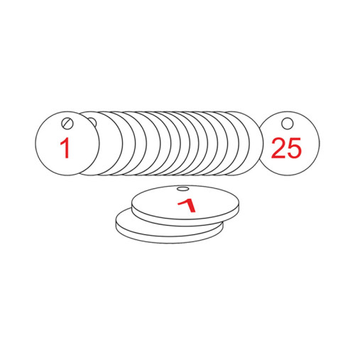 White/Red Traffolite Tags (1 to 25), 33mm