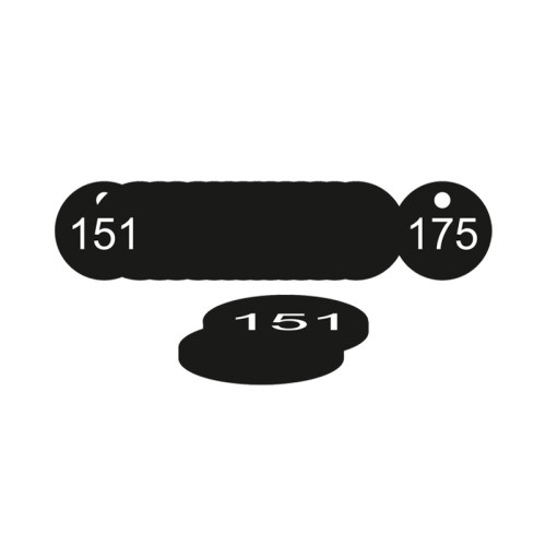 Black Traffolite Tags (151 to 175), 33mm