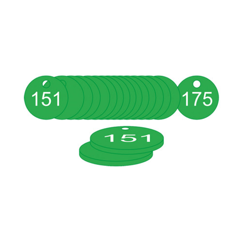 Green Traffolite Tags (151 to 175), 33mm