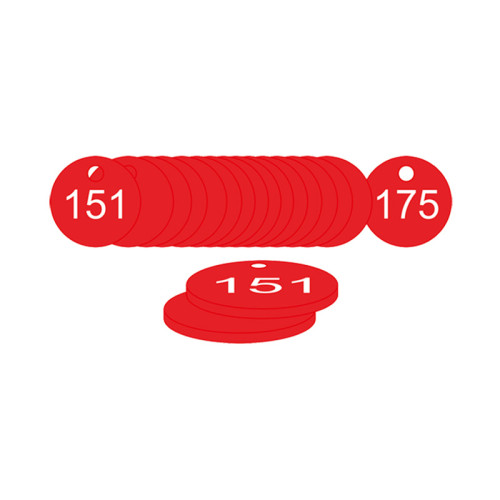 Red Traffolite Tags (151 to 175), 33mm