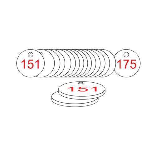 White/Red Traffolite Tags (151 to 175), 33mm