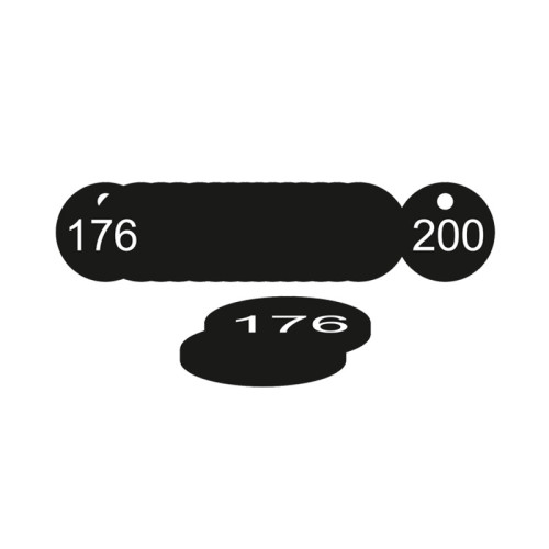 Black Traffolite Tags (176 to 200), 33mm