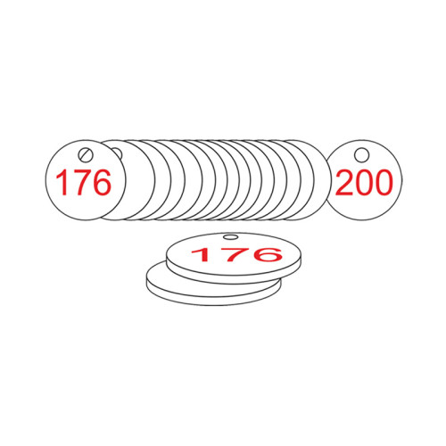 White/Red Traffolite Tags (176 to 200), 33mm