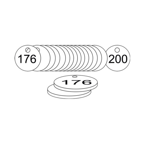 White Traffolite Tags (176 to 200), 33mm