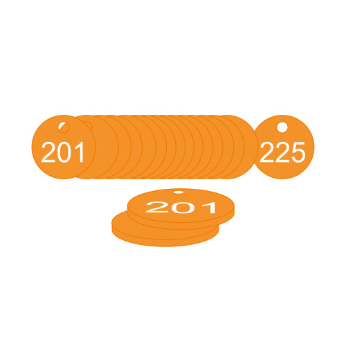 Orange Traffolite Tags (201 to 225), 33mm