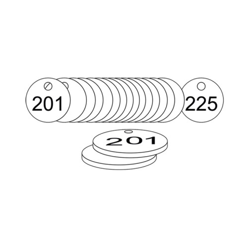 White Traffolite Tags (201 to 225), 33mm
