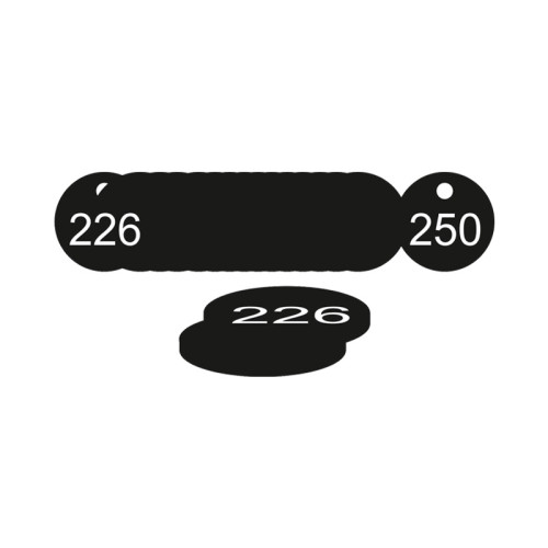 Black Traffolite Tags (226 to 250), 33mm