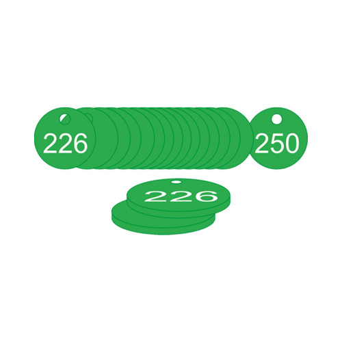 Green Traffolite Tags (226 to 250), 33mm