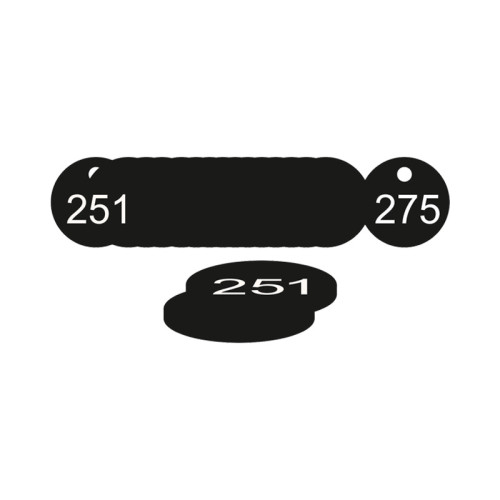 Black Traffolite Tags (251 to 275), 33mm