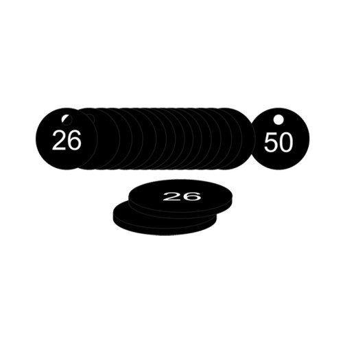 Black Traffolite Tags (26 to 50), 33mm