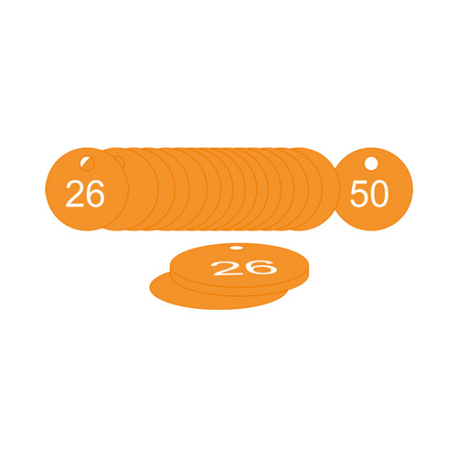 Orange Traffolite Tags (26 to 50), 33mm