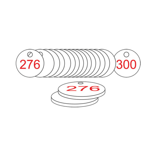 White/Red Traffolite Tags (226 to 300), 33mm
