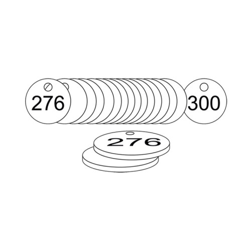 White Traffolite Tags (226 to 300), 33mm