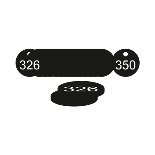 Black Traffolite Tags (326 to 350), 33mm