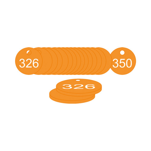 Orange Traffolite Tags (326 to 350), 33mm