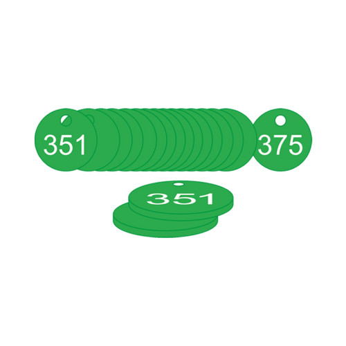 Green Traffolite Tags (351 to 375), 33mm