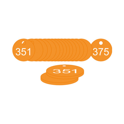 Orange Traffolite Tags (351 to 375), 33mm