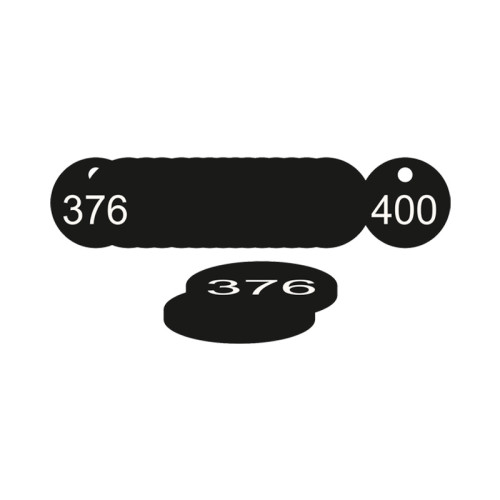 Black Traffolite Tags (376 to 400), 33mm