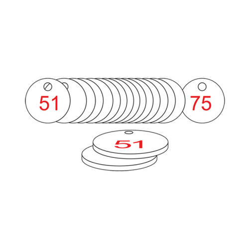 White/Red Traffolite Tags (51 to 75), 33mm